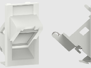 760161075 COMMSCOPE LF80 U/F/STP-262 Angled Shuttered Faceplate Module, White