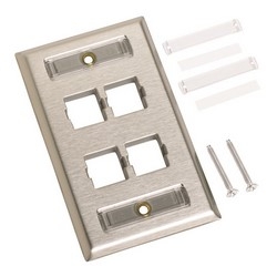 760072207 COMMSCOPE 4-port Single Gang Stainless Steel Faceplate with Label