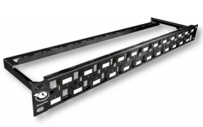 MMCPNLX24SIJ2M-B LEVITON 1U SIJ Staggered Panel with Management Suitable for up to 24 Snap in Jacks Black
