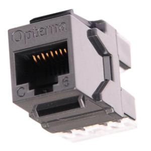 SCSJAC6AUTPBK Opterna 180° Cat 6A Unshielded Keystone jack with T568A/B label, Black