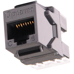 SCSJAC6UTPBK Opterna 180° Cat 6 Unshielded Keystone jack with T568A/B label, Black